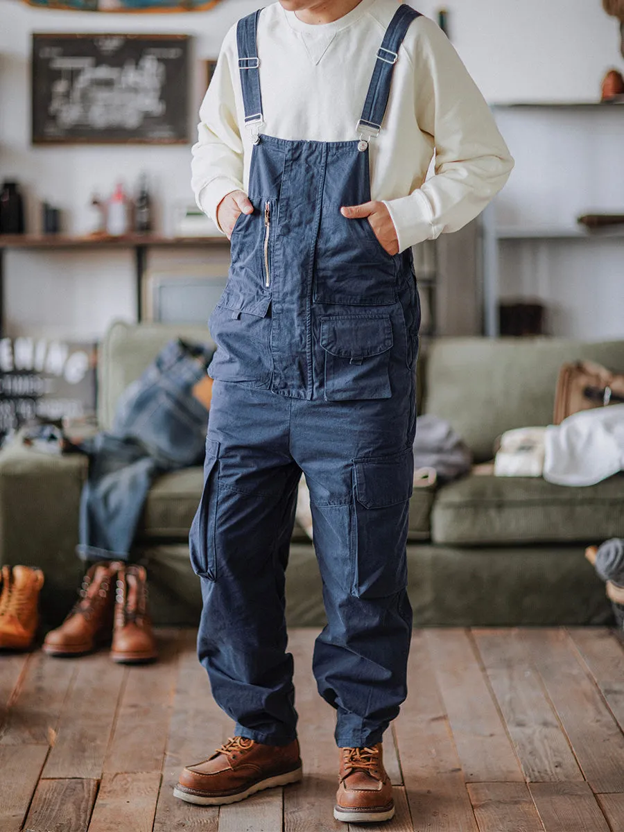 Sloppy Overalls with Large Pockets and Zipper Fly Workwear