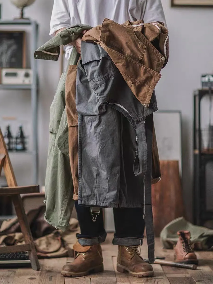 Sloppy Overalls with Large Pockets and Zipper Fly Workwear