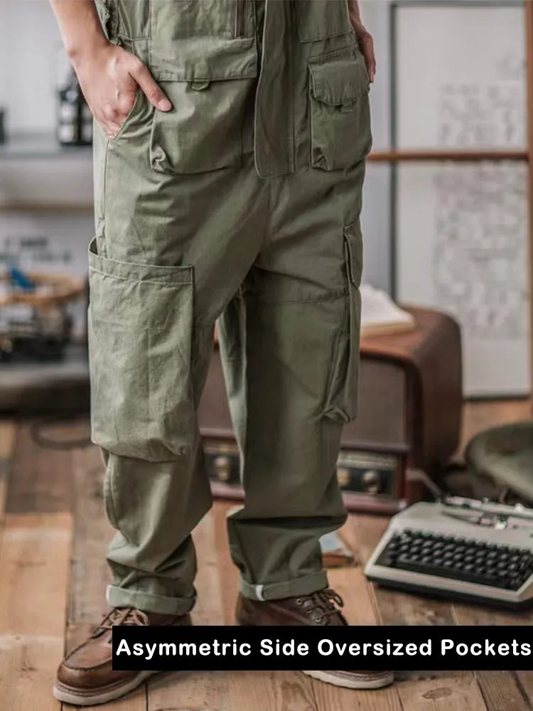 Sloppy Overalls with Large Pockets and Zipper Fly Workwear