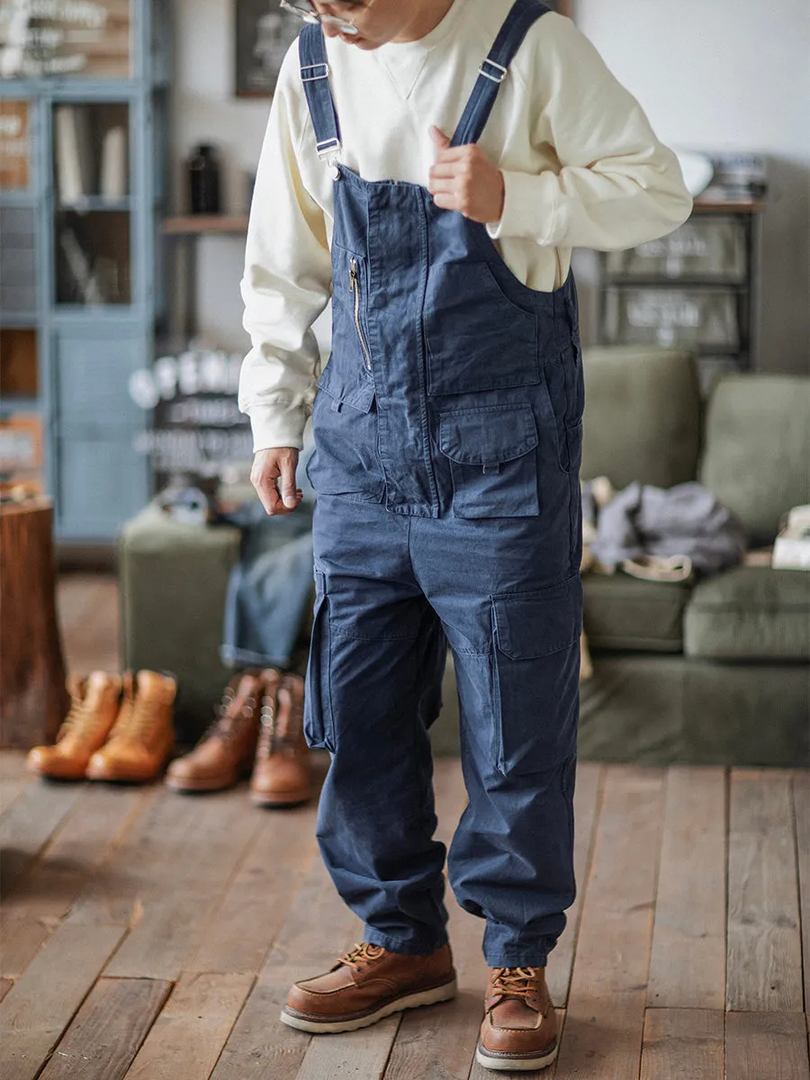 Sloppy Overalls with Large Pockets and Zipper Fly Workwear