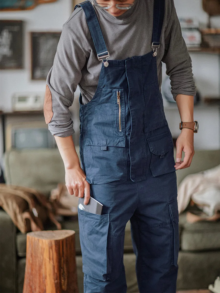 Sloppy Overalls with Large Pockets and Zipper Fly Workwear