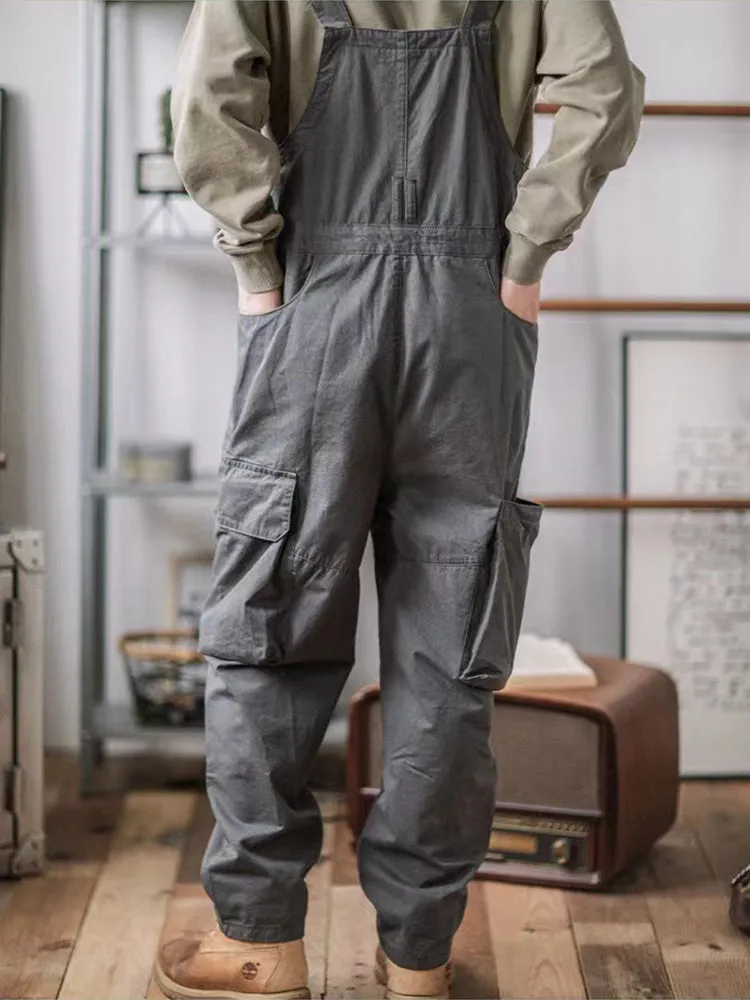 Sloppy Overalls with Large Pockets and Zipper Fly Workwear