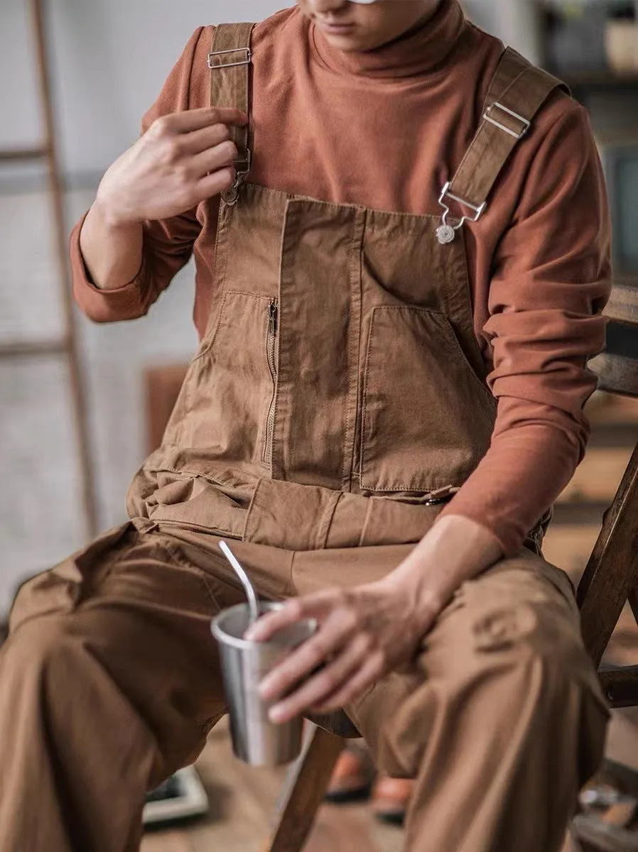 Sloppy Overalls with Large Pockets and Zipper Fly Workwear