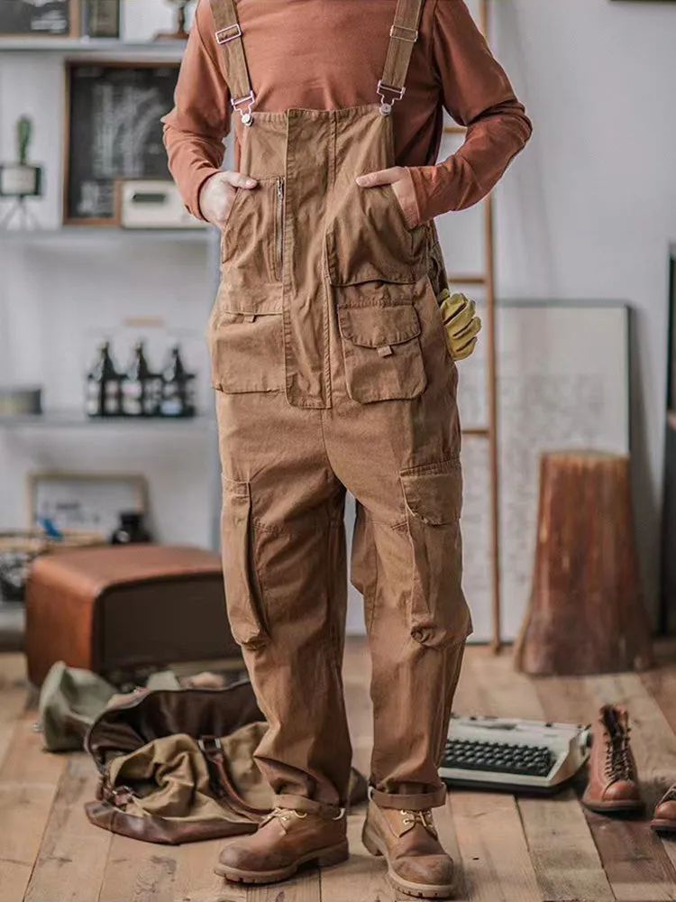 Sloppy Overalls with Large Pockets and Zipper Fly Workwear
