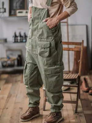 Sloppy Overalls with Large Pockets and Zipper Fly Workwear