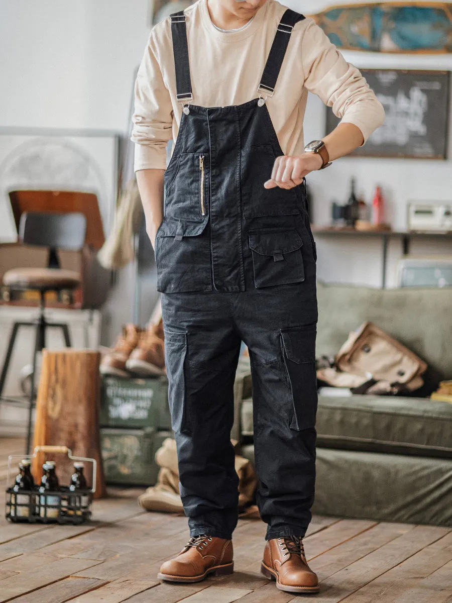 Sloppy Overalls with Large Pockets and Zipper Fly Workwear