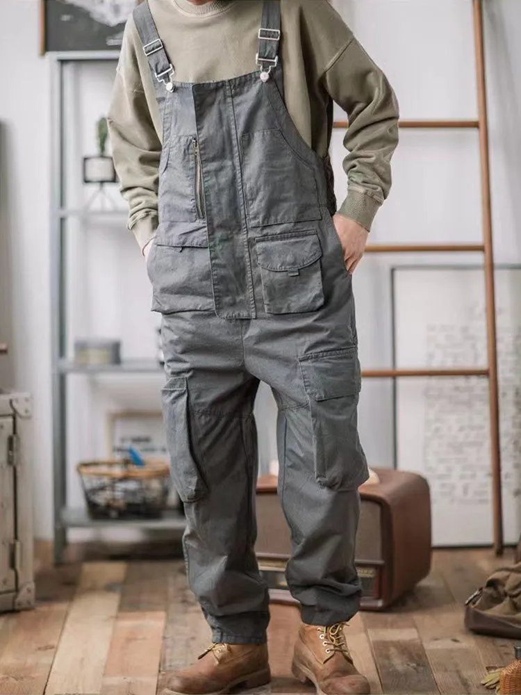 Sloppy Overalls with Large Pockets and Zipper Fly Workwear