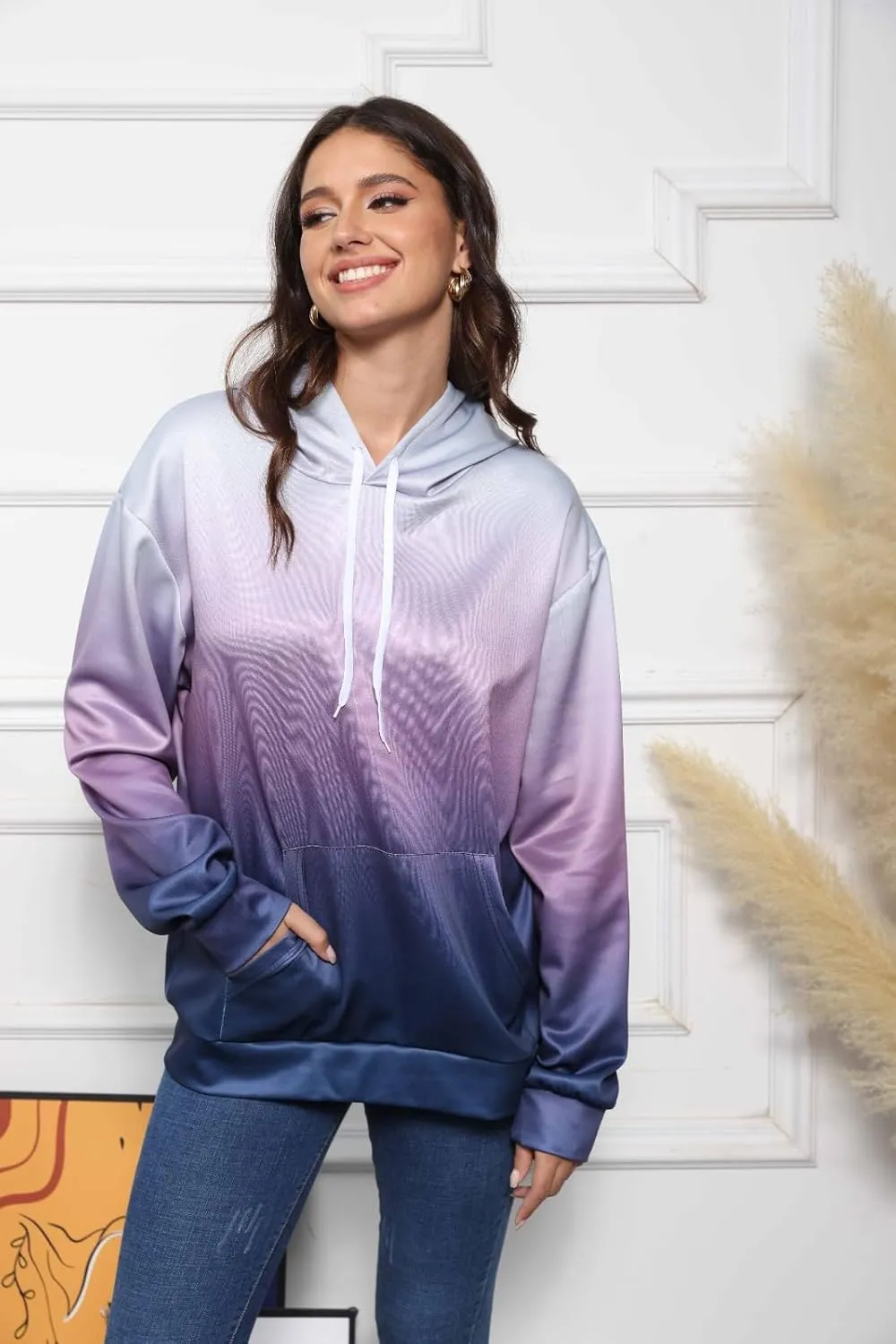 slqdgmryz Hoodies for Women Tie Dye Oversized Sweatshirt Plus Size Loose Fit Cute Hoodie Drawstring Fall Pullover with Pocket