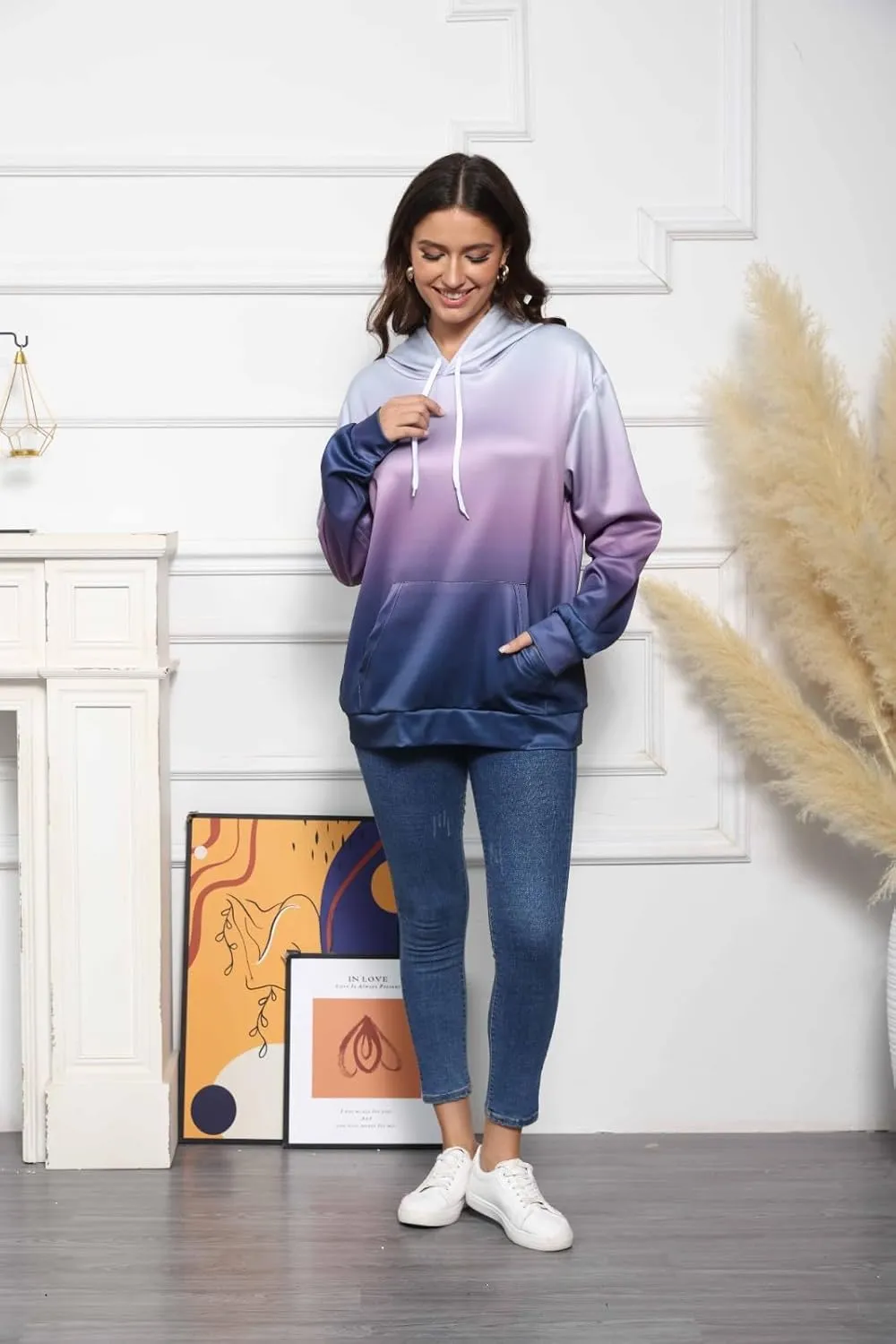 slqdgmryz Hoodies for Women Tie Dye Oversized Sweatshirt Plus Size Loose Fit Cute Hoodie Drawstring Fall Pullover with Pocket