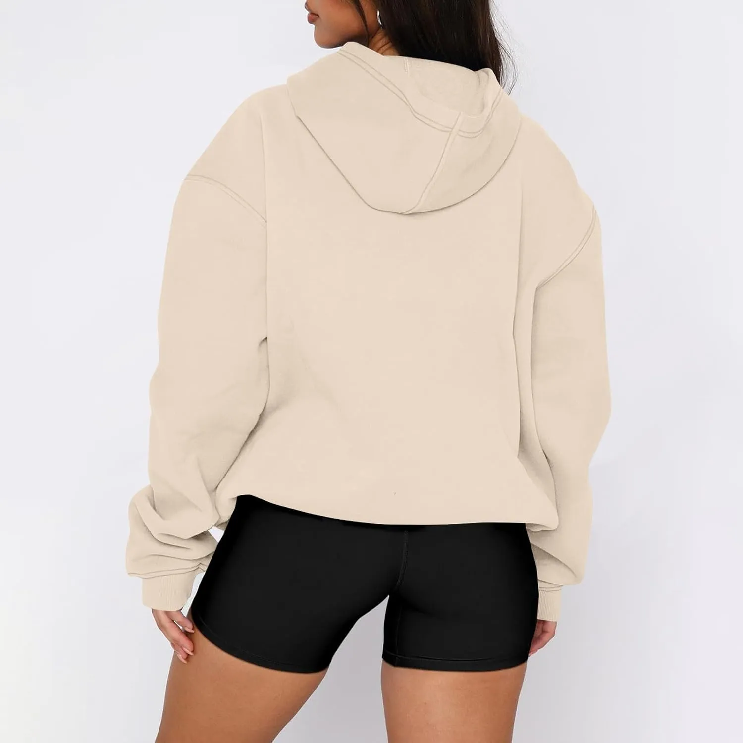slqdgmryz Oversized Hoodies for Women Trendy Fleece Pullover Pockets Hooded Sweatshirts Preppy Plain Long Sleeve Y2k Hoodie