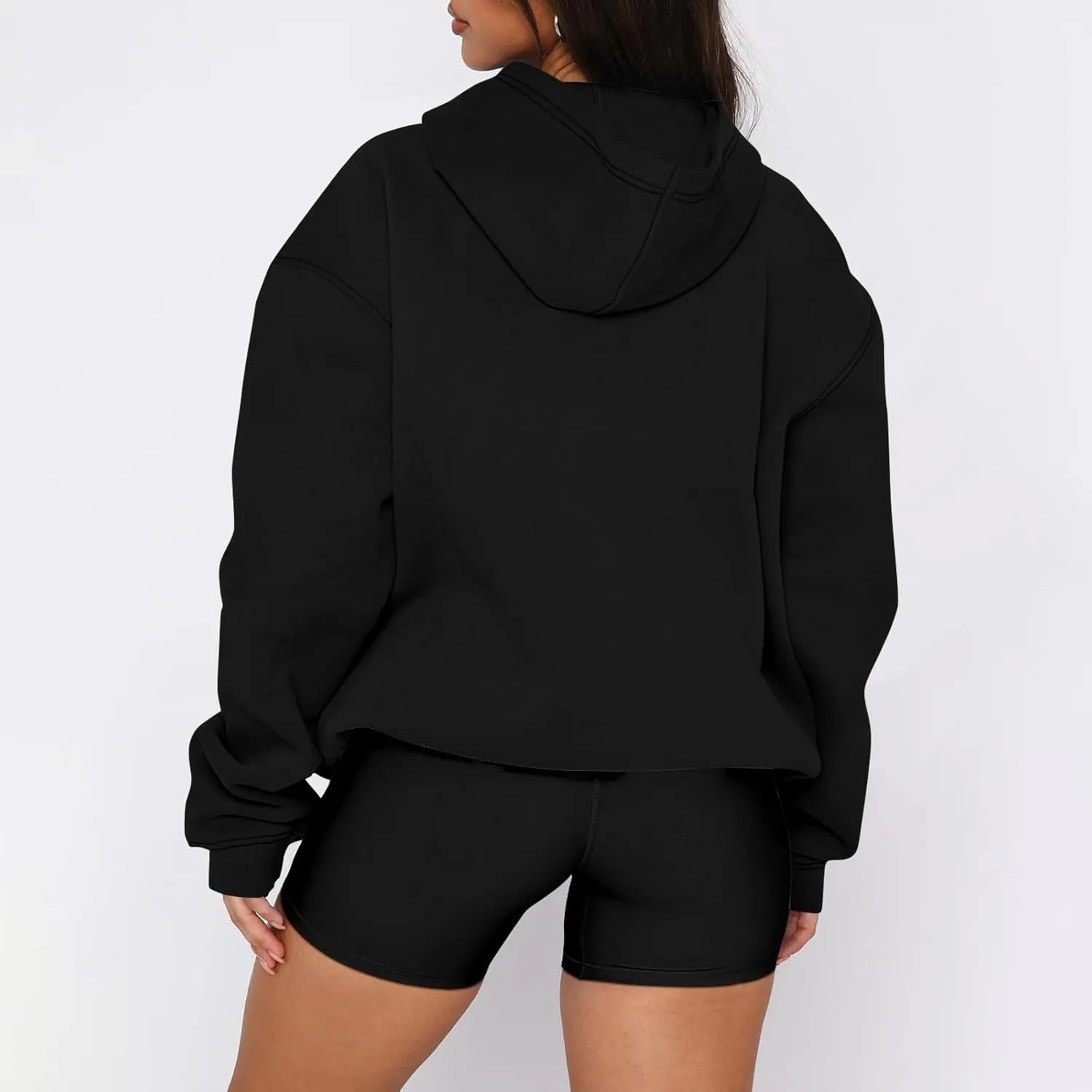 slqdgmryz Oversized Hoodies for Women Trendy Fleece Pullover Pockets Hooded Sweatshirts Preppy Plain Long Sleeve Y2k Hoodie