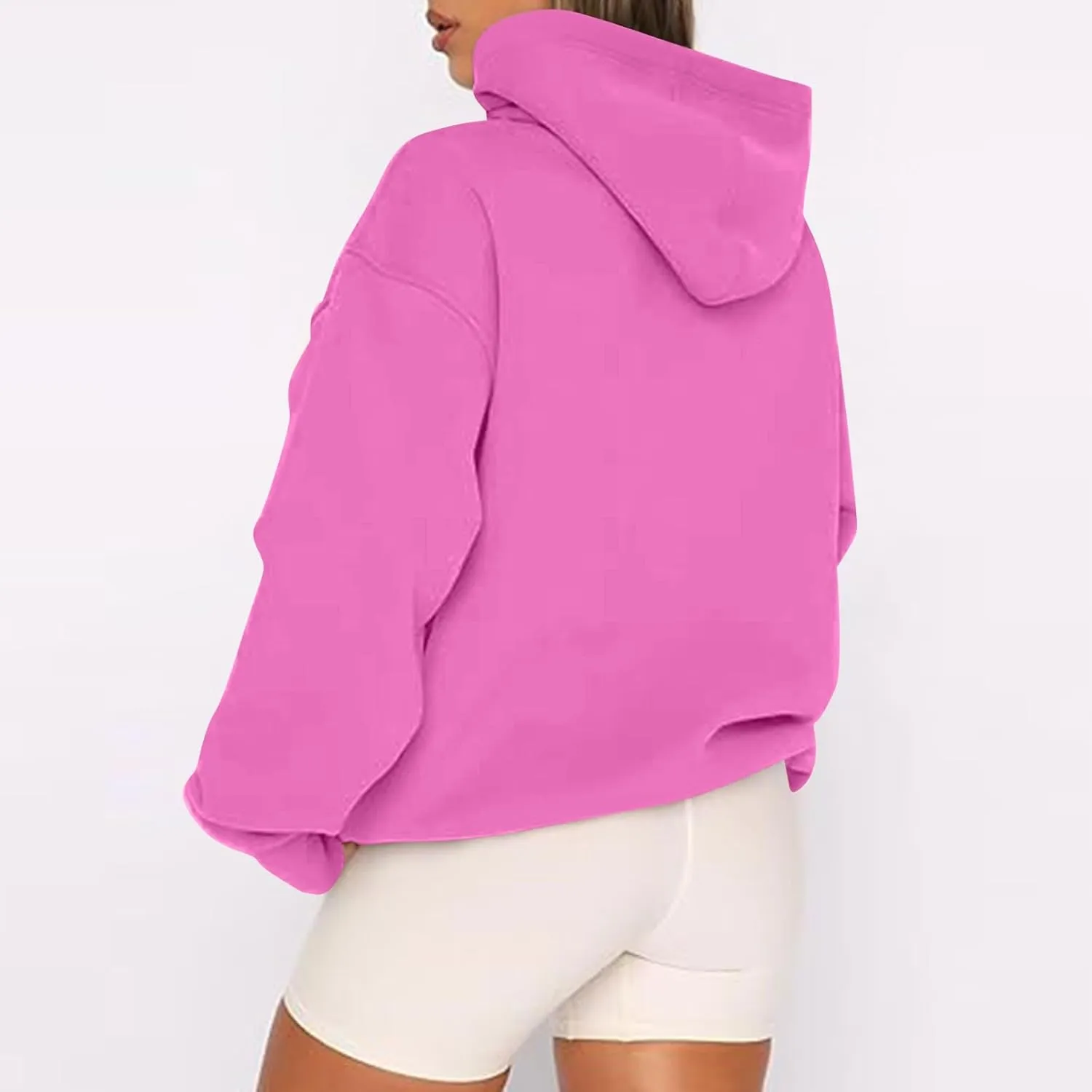 slqdgmryz Zip Up Hoodie Women Drawstring Oversized Sweatshirt Zipped Cute Hoodies Y2k Workout Fleece Jacket with Pockets