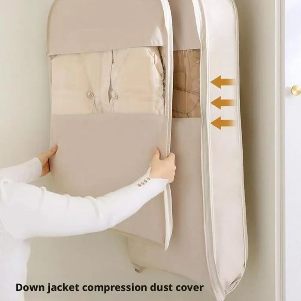 Space-Saving Garment Bags for Hanging Clothes - Waterproof Hanging Travel Bag for Clothes - Self-Compression Zipper Organizer for Suits, Jackets, and Coats