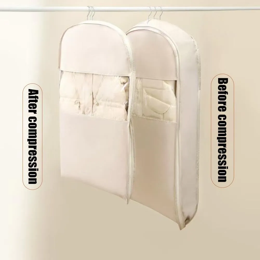 Space-Saving Garment Bags for Hanging Clothes - Waterproof Hanging Travel Bag for Clothes - Self-Compression Zipper Organizer for Suits, Jackets, and Coats