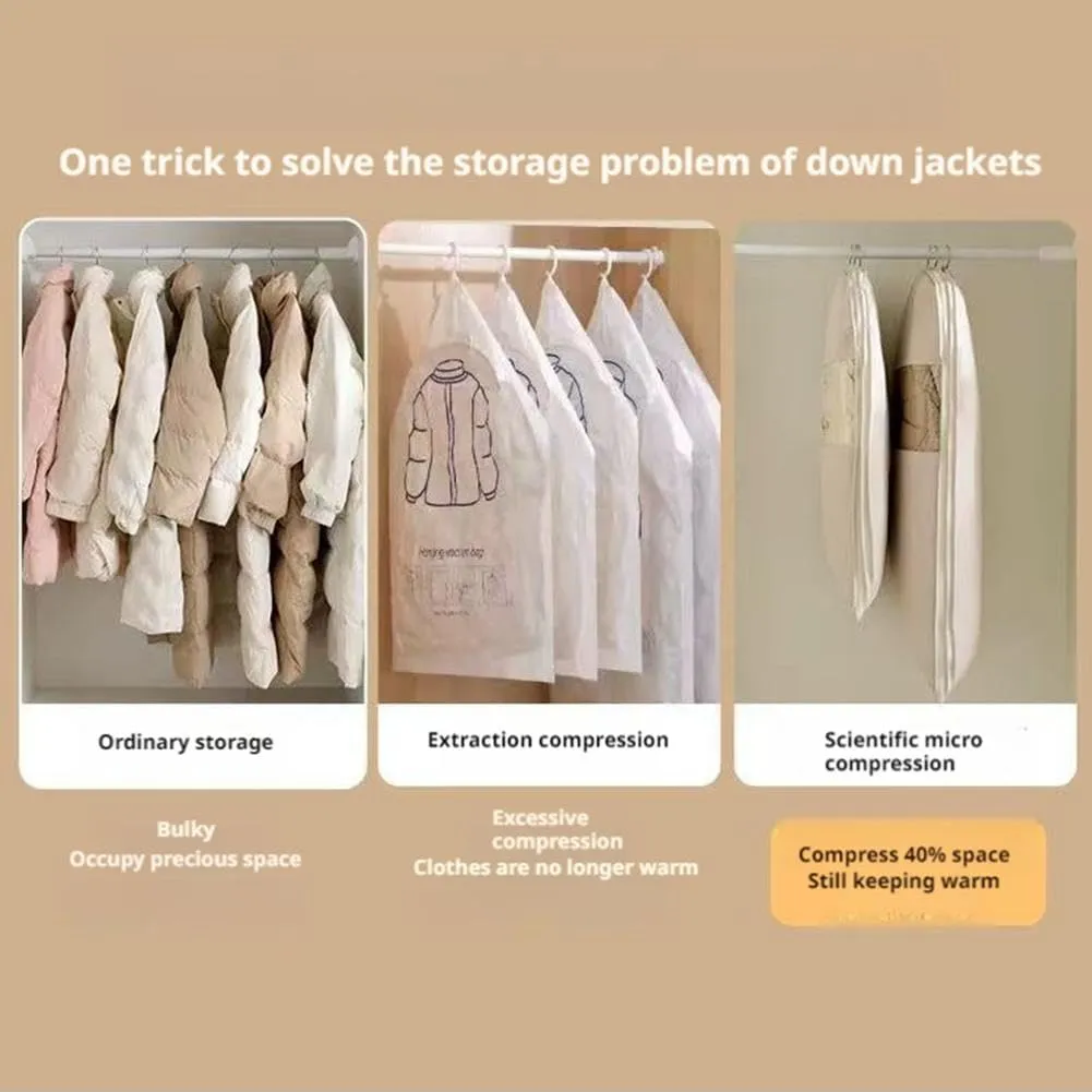 Space-Saving Garment Bags for Hanging Clothes - Waterproof Hanging Travel Bag for Clothes - Self-Compression Zipper Organizer for Suits, Jackets, and Coats