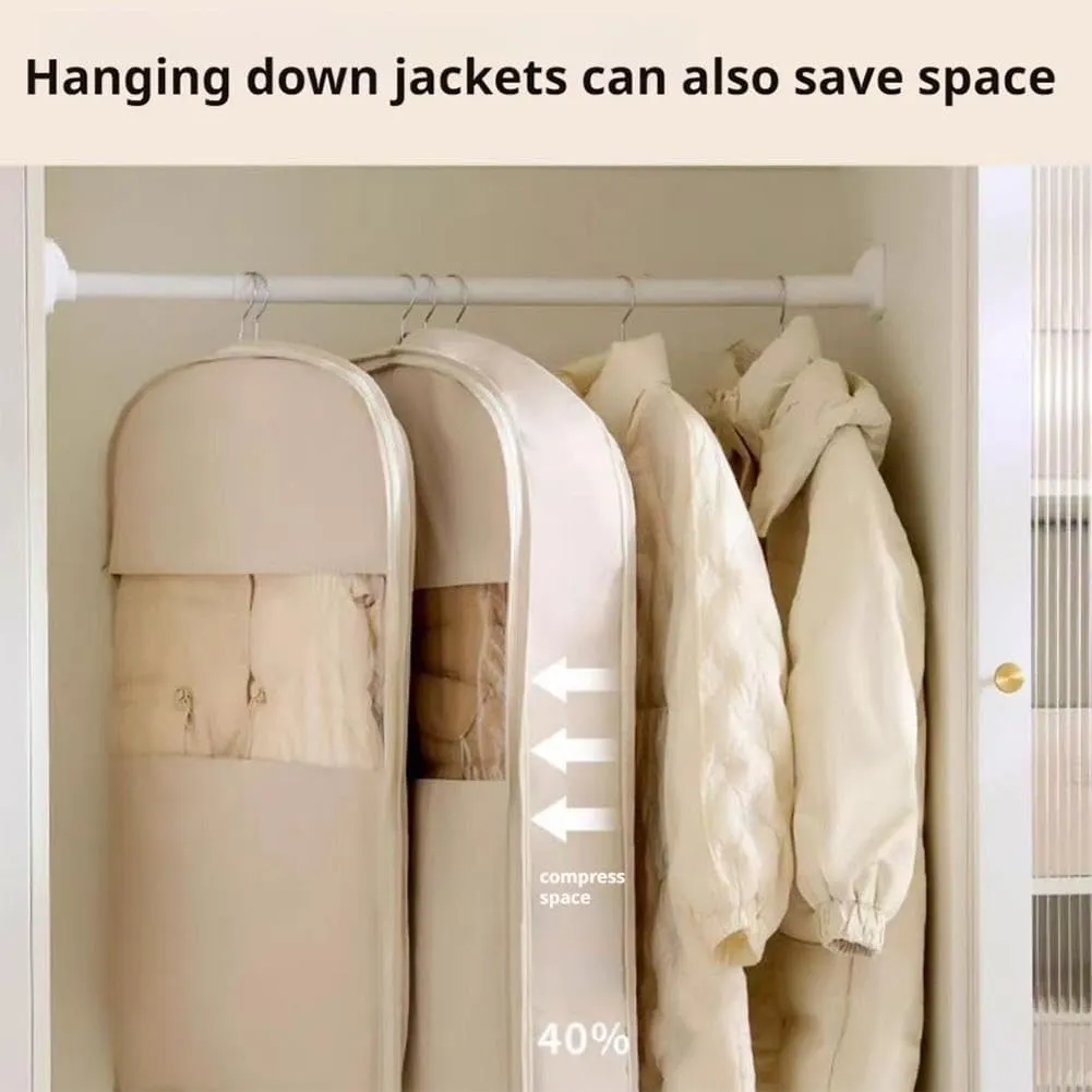Space-Saving Garment Bags for Hanging Clothes - Waterproof Hanging Travel Bag for Clothes - Self-Compression Zipper Organizer for Suits, Jackets, and Coats