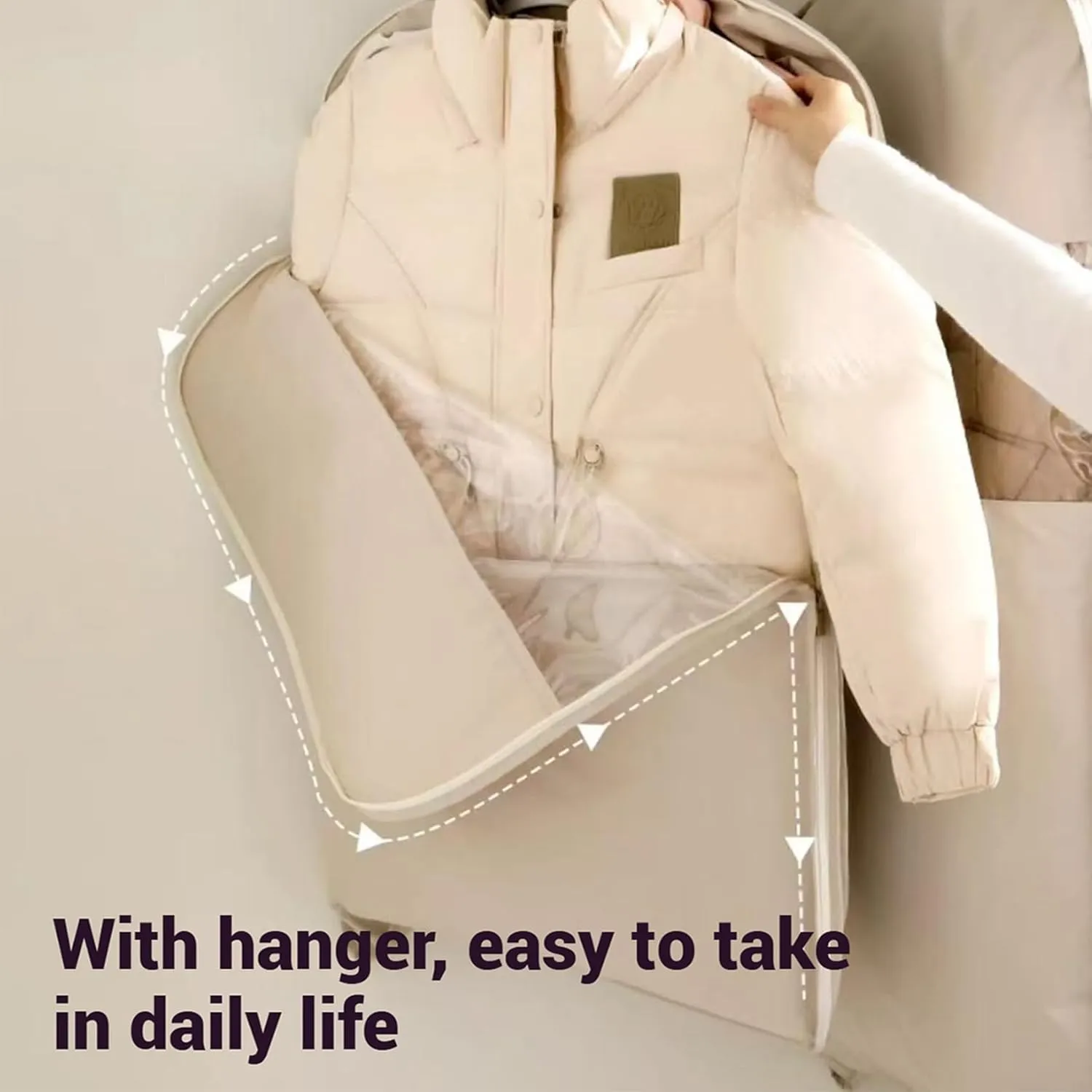Space Saving Hanging Garment Bag, Hanging Garment Bag With Self Compression Zipper, Space Saver Closet Organizer, For Moving Or Storaging Clothes, For Down Coats, Jackets, Suits (pink,S)