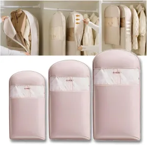 Space Saving Hanging Garment Bag, Hanging Garment Bag With Self Compression Zipper, Space Saver Closet Organizer, For Moving Or Storaging Clothes, For Down Coats, Jackets, Suits (pink,S)