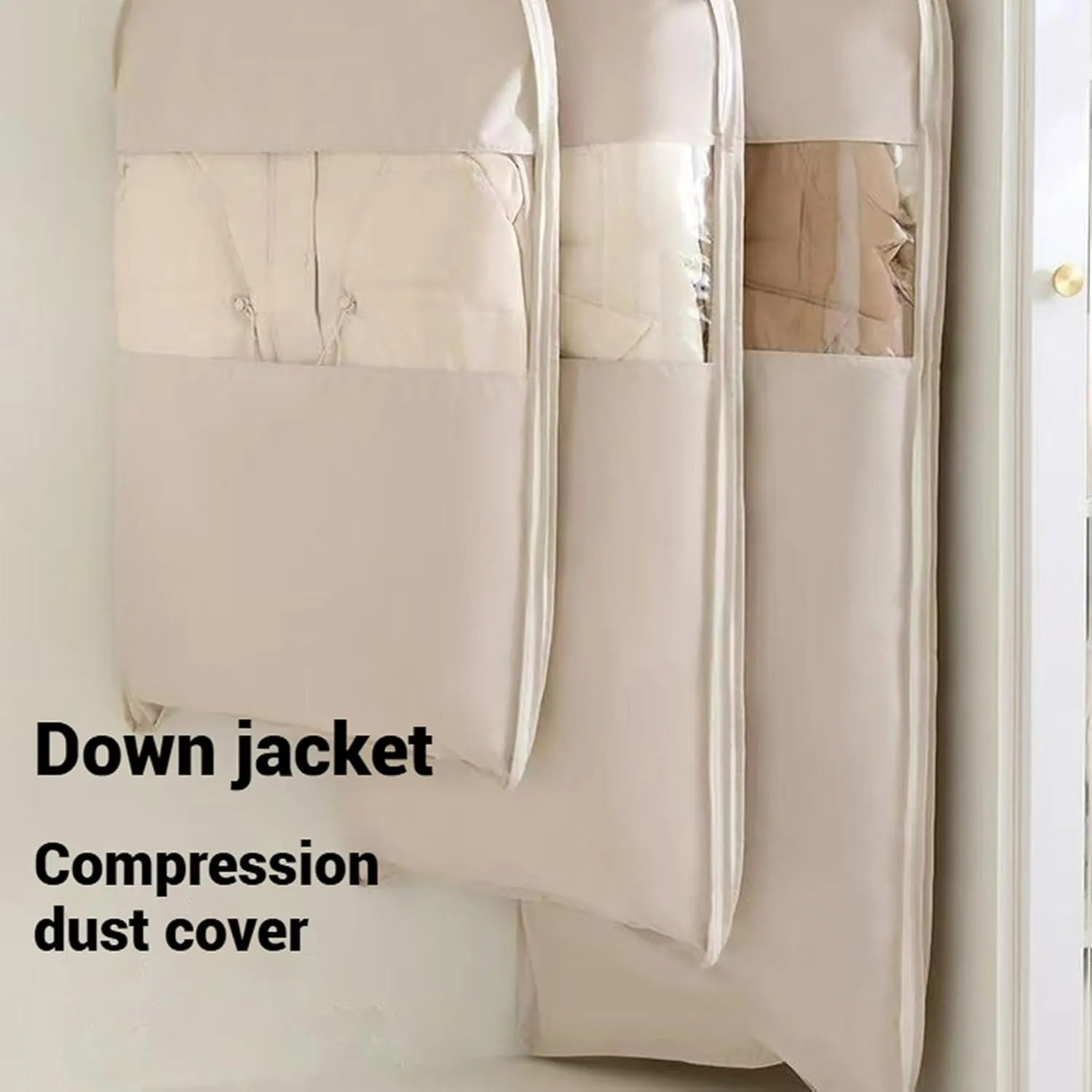 Space Saving Hanging Garment Bag, Hanging Garment Bag With Self Compression Zipper, Space Saver Closet Organizer, For Moving Or Storaging Clothes, For Down Coats, Jackets, Suits (pink,S)