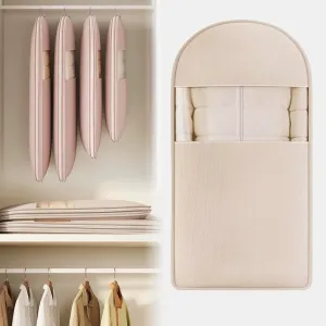 Space Saving Hanging Garment Bag, Hanging Garment Bag with Self Compression Zipper Space Saver Closet Organizers Space Saving Garment Bags, Space Saving Hanging Protector for Down Coat (Beige, L)