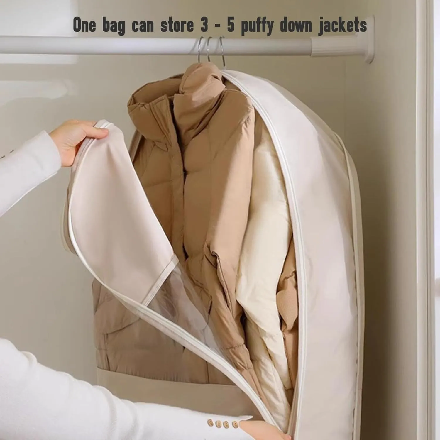 Space Saving Hanging Garment Bag  Self Compression Zipper, 3 Sizes, Waterproof Closet Organizer for Coats, Jackets, Suits Dustproof & Wrinkle-Free Storage (Pink, X-Large)