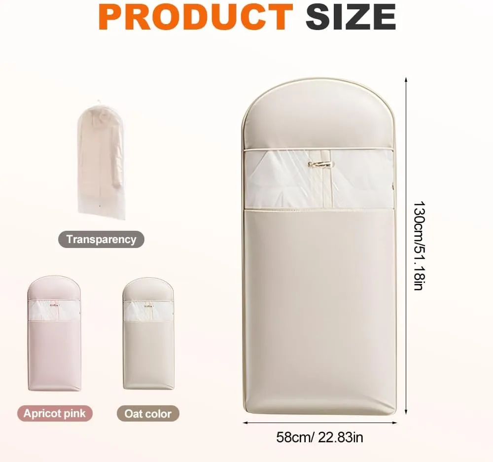 Space Saving Hanging Garment Bag with Self Compression Zipper, 2025 New Lightweight Clothes Dust Cover Storage Bag, Multifunctional Wardrobe Organizer for Travelers (Beige, Large)