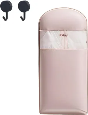 Space Saving Hanging Garment Bag with Self Compression Zipper, Coat Space Saver Storage Bags, Winter Coats Storage, Dust Cover Clothes Bags for down Coat, for Down Jacket, Dress (Pink, L)