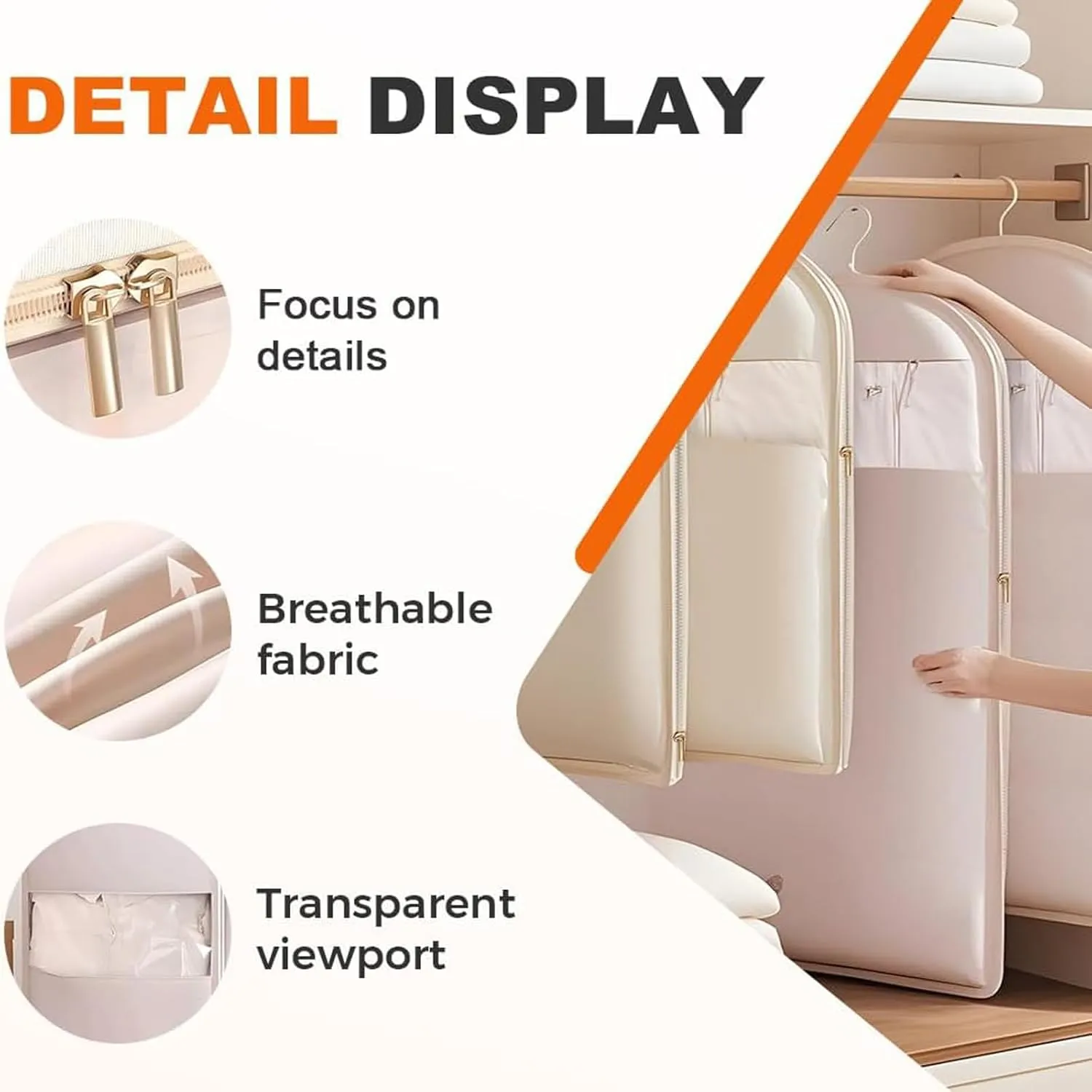 Space Saving Hanging Garment Bag With Self Compression Zipper, Dust Cover Clothes Bags For Down Coat, Hanging Luggage Garment Bag, For Coats, Down Jackets, Suits, Skirts, Neatly Hanging (pink,M)