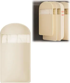 Space Saving Hanging Garment Bag with Self Compression Zipper, Dust Cover Clothes Bags for Down Coat, Protects Your Clothes From Wrinkles, Dust, (Beige, L)