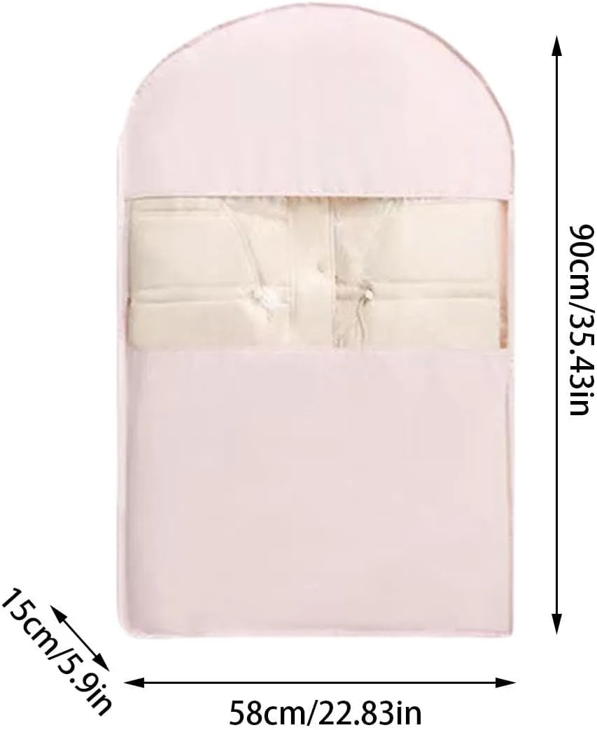 Space Saving Hanging Garment Bag with Self Compression Zipper, Dust Cover Clothes Bags for Down Coat,Space Saver Closet Organizers, for Closet Storage (Pink, S)