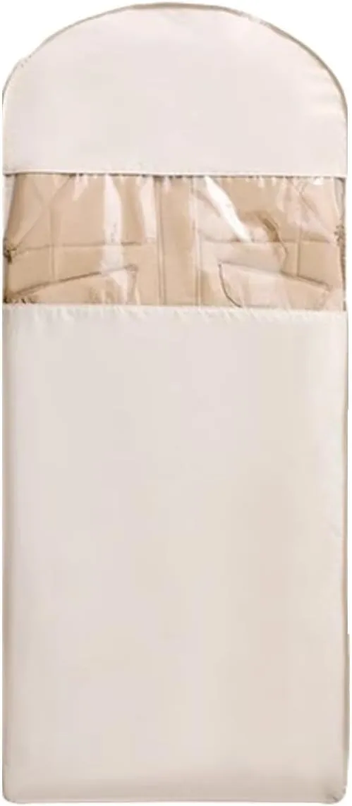 Space Saving Hanging Garment Bag with Self Compression Zipper, Dustproof Clothes Cover,Closet Organizer for Down Jacket & Winter Coats (Oatmeal,Small)