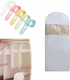 Space Saving Hanging Garment Bag with Self Compression Zipper, Garment Bags for Hanging Clothes Space Saver Dust Cover Clothes Storage Bags for Down Coat (Blue, L-51.2 * 22.8 * 5.9in)