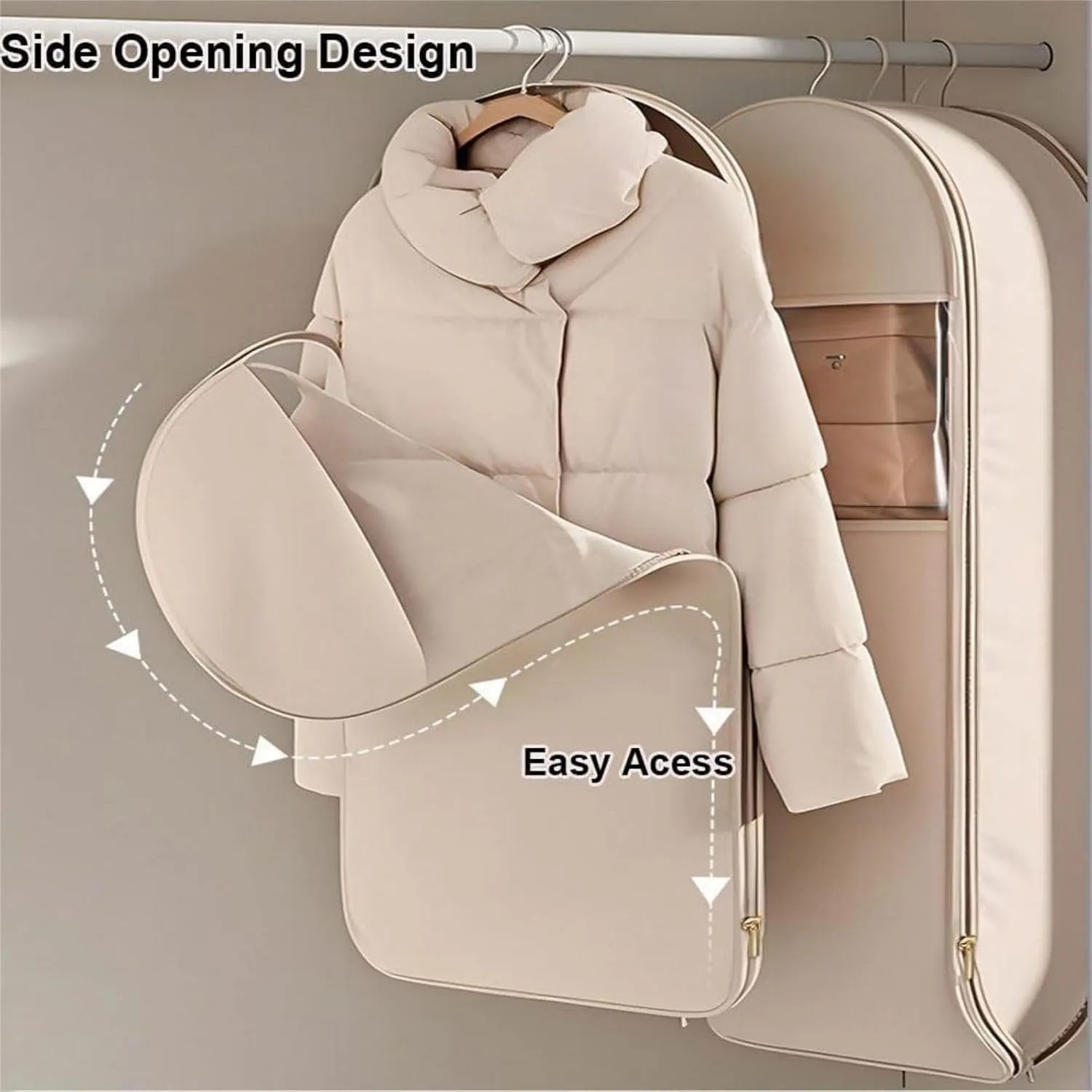 Space Saving Hanging Garment Bag with Self Compression Zipper, Otherwise Garment Bag, 2025 New Space Saving Hanging Protector, Space Saver Closet Organizers (Pink, ALL)