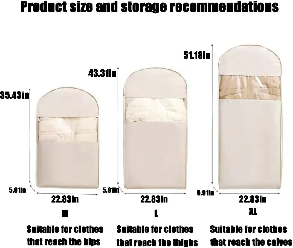 Space Saving Hanging Garment Bag with Self Compression Zipper, Otherwisie 2025 New Space Saving Hanging Protector, Dust Cover Clothes Bags for down Coat, Transparent Visibility (Pink, M)