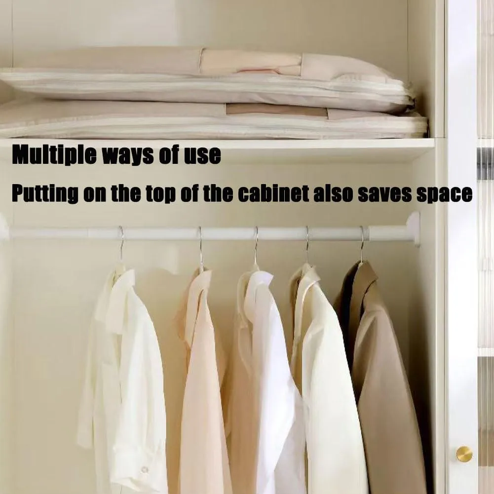 Space Saving Hanging Garment Bag with Self Compression Zipper, Otherwisie 2025 Space Saving Hanging Garment Bag, Dust Cover Clothes Bags for Down Coat, Transparent Visibility (Beige, XL)