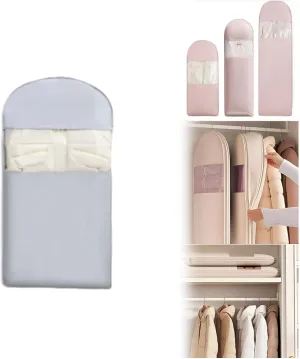 Space Saving Hanging Garment Bag with Self Compression Zipper, Space Saver Closet Organizers, 2025 New Space Saver Closet Organizers, Dust Cover Clothes Bags for Down Coat (Gray, XL)
