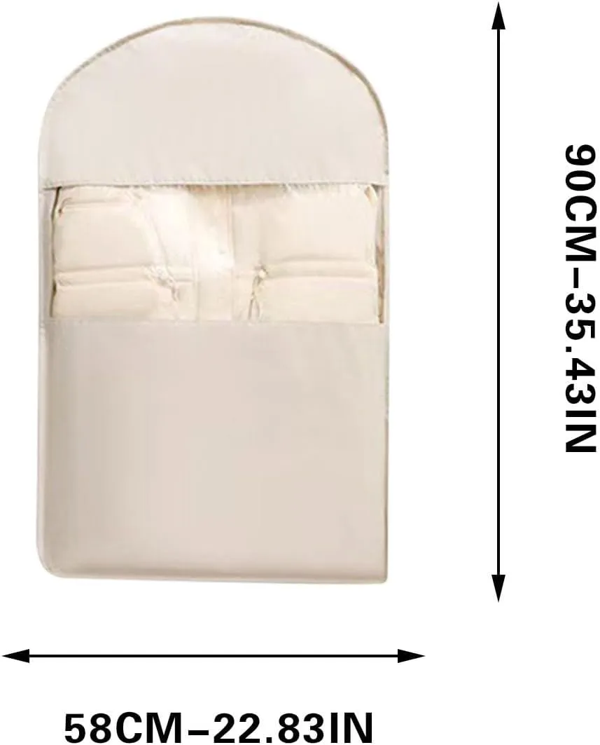 Space Saving Hanging Garment Bag with Self Compression Zipper, Space Saver Closet Organizers,Dust Cover Clothes Bags for Down Coat (Medium)