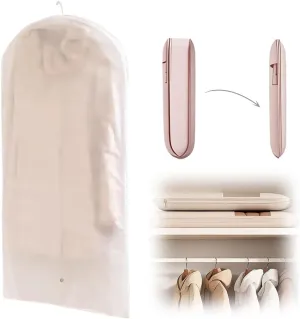 Space Saving Hanging Garment Bag with Self Compression Zipper, Space Saver Closet Organizers,Dust Cover Clothes Bags for Down Coat (Transparent, M)