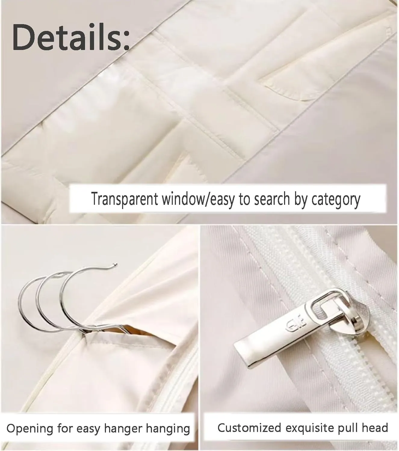 Space Saving Hanging Garment Bag with Self Compression Zipper, Space Saving Garment Bag, Compression Hanging Garment Bags (1pcs-Grey, M)