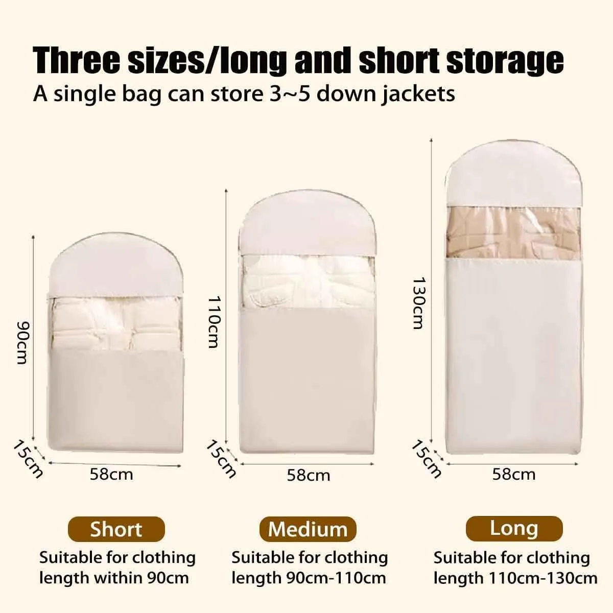 Space Saving Hanging Garment Bag with Self Compression Zipper, Space Saving Garment Bags, Space Saving Garment Bag, for Coats, Down Jackets, Suits, Skirts, Dust (gray-110cm)