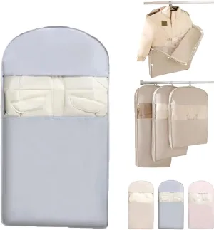 Space Saving Hanging Garment Bag with Self Compression Zipper, Space Saving Garment Bags, Space Saving Garment Bag, for Coats, Down Jackets, Suits, Skirts, Dust (gray-110cm)