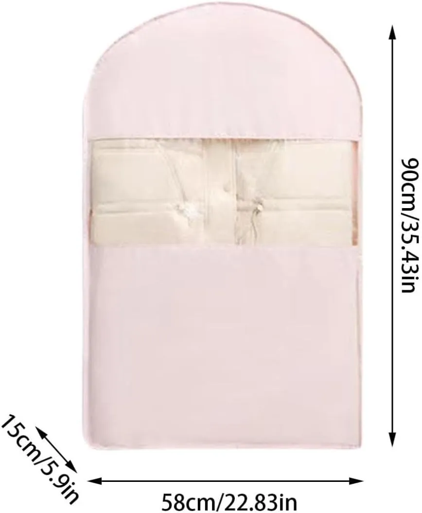 Space Saving Hanging Garment Bag with Self Compression Zipper, Upgrade Dust-Proof Clothes Storage for Down Coats, Jackets & Sweaters, Heavy Duty Closet Organizer with Translucent Design (Pink, M)
