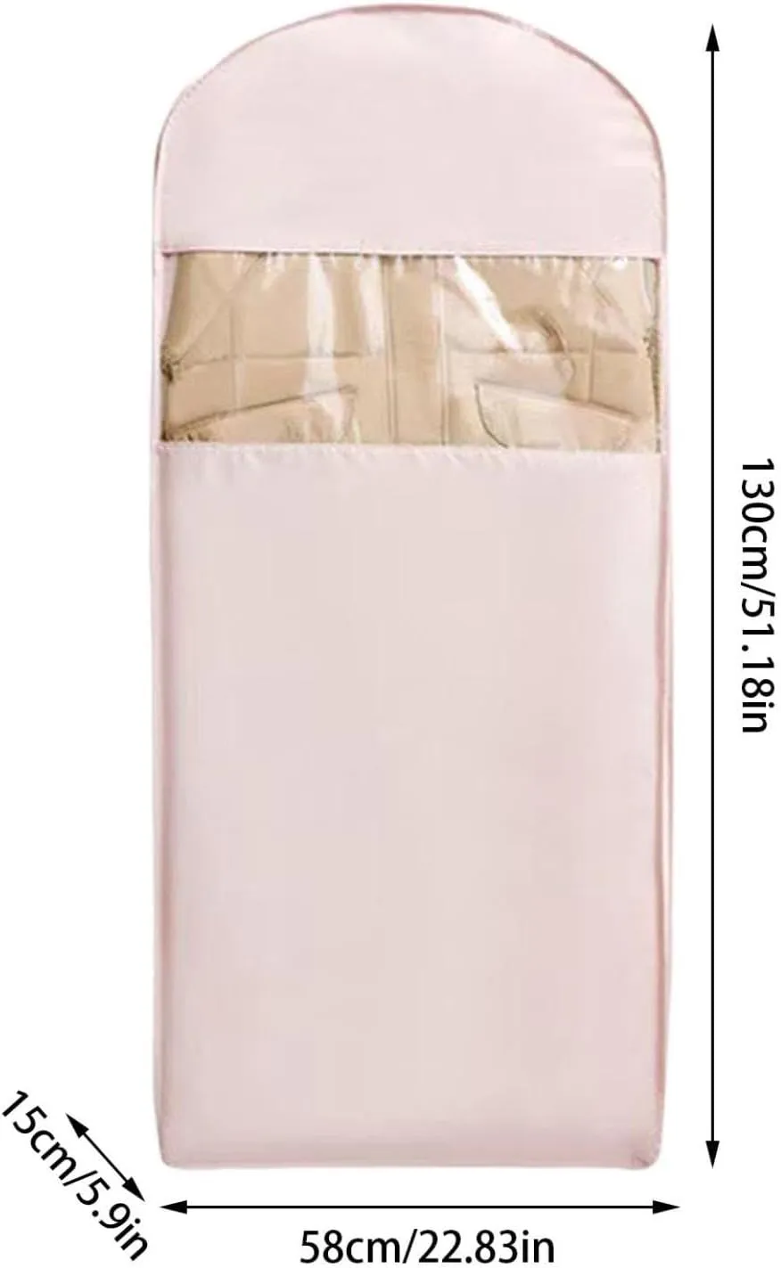Space Saving Hanging Garment Bag with Self Compression Zipper, Upgrade Dust-Proof Clothes Storage for Down Coats, Jackets & Sweaters, Heavy Duty Closet Organizer with Translucent Design (Pink, XL)