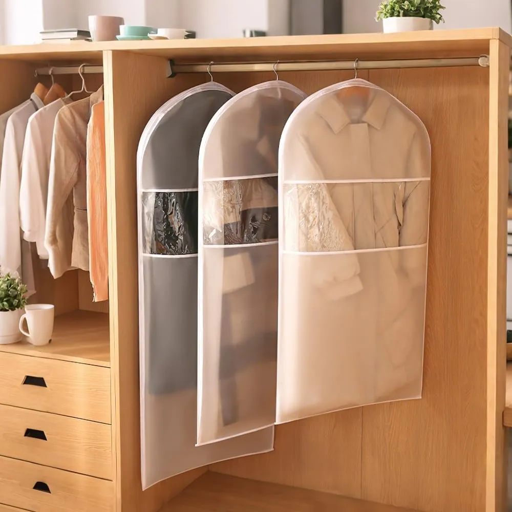 Space Saving Hanging Garment Bag with Self Compression Zipper,2025 NEW Space Saver Closet Organizers,Dust Cover Clothes Bags for Down Coat (M)