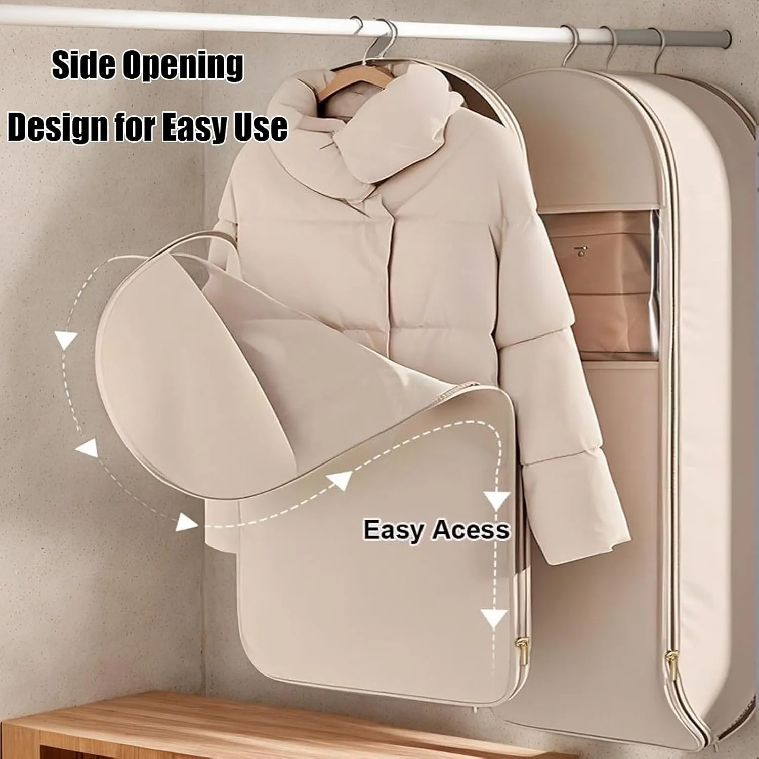 Space Saving Hanging Garment Bag with Self Compression Zipper,Dust Cover,Dust Cover Clothes Bags Travel Organizer,for Wardrobe Storage and Travel (Pink, XL(130 * 58 * 15cm/51.2 * 22.8 * 5.9in))