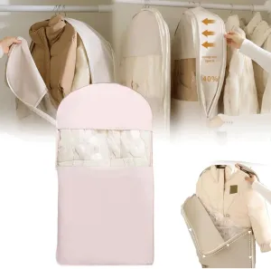 Space Saving Hanging Garment Bag with Self Compression Zipper,Space Saver Closet Organizers,Waterproof Dust Cover Clothes Bags for Down Coat