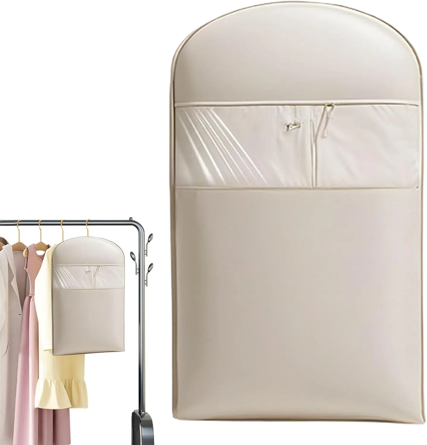 Space Saving Hanging Garment Bag with Selfs Compression Zipper, Hangable Space Saver Dustproof Protective, Space Saver Closet Organizers, for Jackets Shirts Sweater