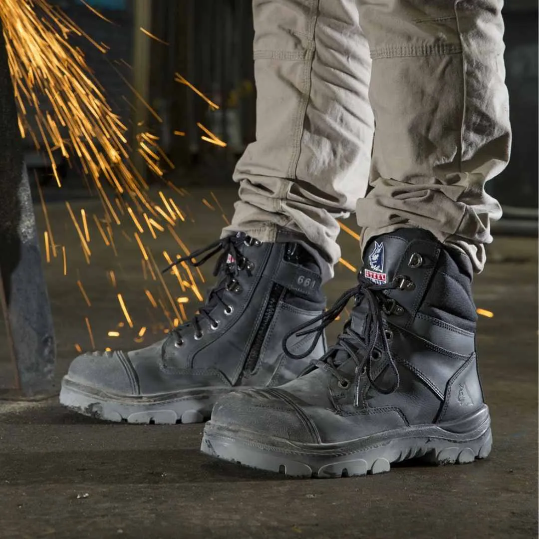 Steel Blue Mens Work Boots Southern Cross Zip GraphTEC™ Scuff S3 - BLACK