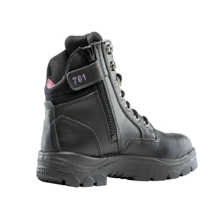 Steel Blue Vegan Black Ladies Southern Cross Zip Sided Lace Up Steel Toe Cap Safety Boot (512761) (Pre-Order)