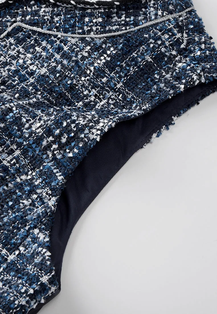 Structured Patchwork Checked Patch-pocket Vest